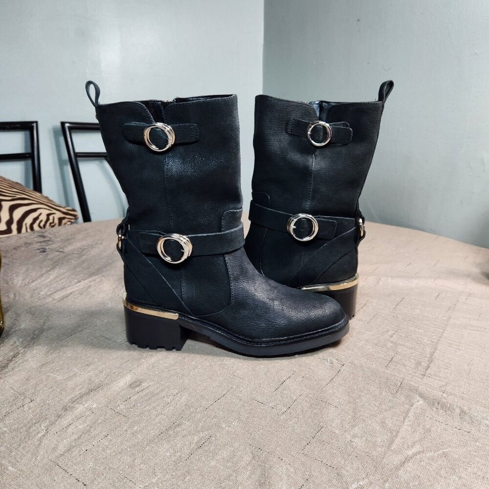 Vince Camuto Women's Size 6.5 M Black Leather Buckle Kerivini Boots (648) - Picture 4 of 7